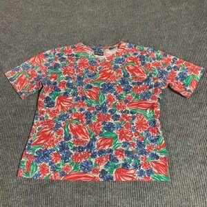 VTG Bonworth Top Womens Large Colorful Floral AOP Short Sleeve Tee Stretch Retro